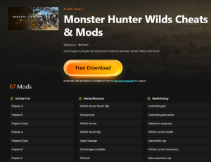 monster Monster Hunter Wilds Cheats & Mods