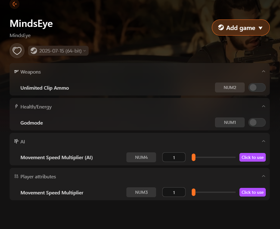 mindseye cheats
