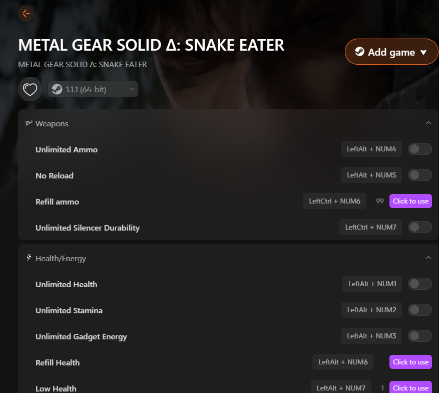 sanke eater cheats