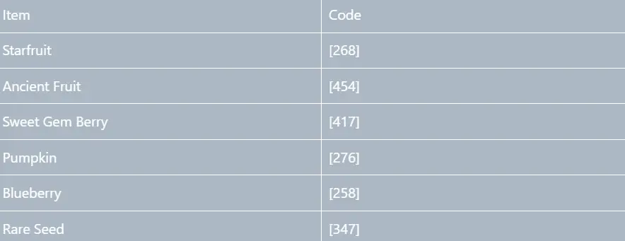 Crops, Seeds & Farming Items