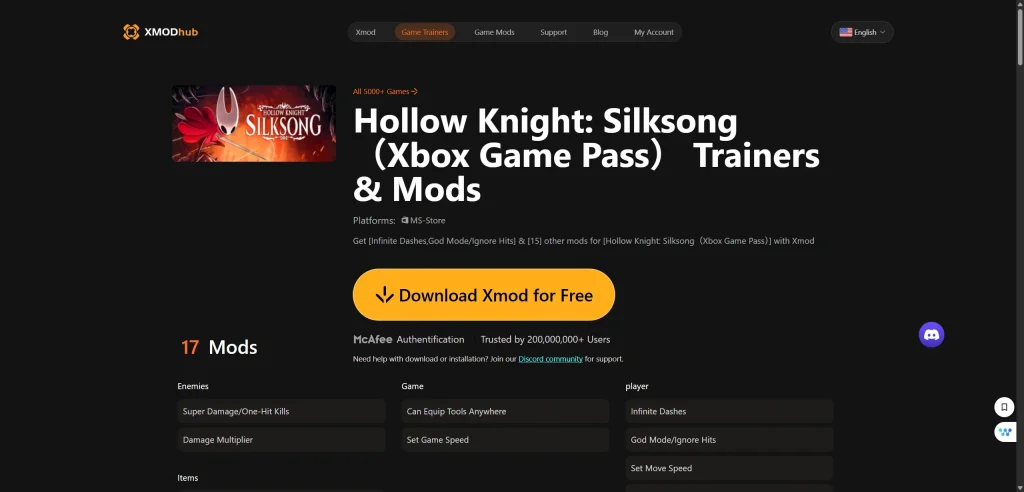 Hollow Knight Silksong Xbox Game Pass Trainers Mods