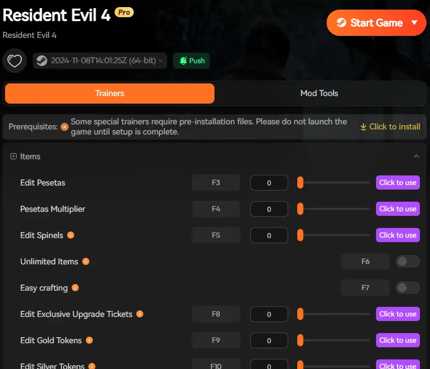 Resident Evil 4 Remake Leon wearing Cat Ears accessory unlocked using XMOD Trainer S+ Rank cheat
