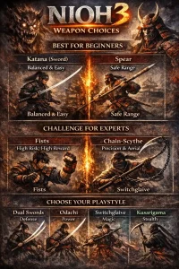 Nioh 3 weapon choices guide best picks for beginners and advanced players