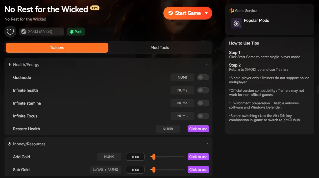 No Rest for the Wicked mods