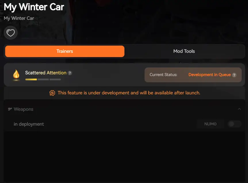 XMOD Trainer menu for My Winter Car showing sliders for Money, God Mode, and Teleport options.
