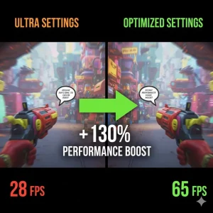 Comparison of High On Life 2 Ultra vs Optimized settings showing a performance boost for better stability.