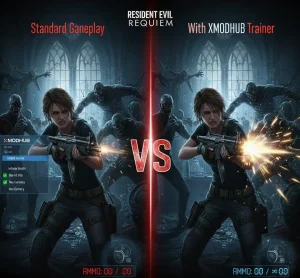 Resident Evil Requiem infinite ammo cheat gameplay demonstration