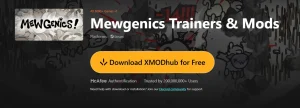 XMODHUB Mewgenics trainer download page for infinite money and god mode cheats