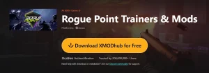 XMODHUB Rogue Point trainer interface showing God Mode and Infinite Ammo cheats.