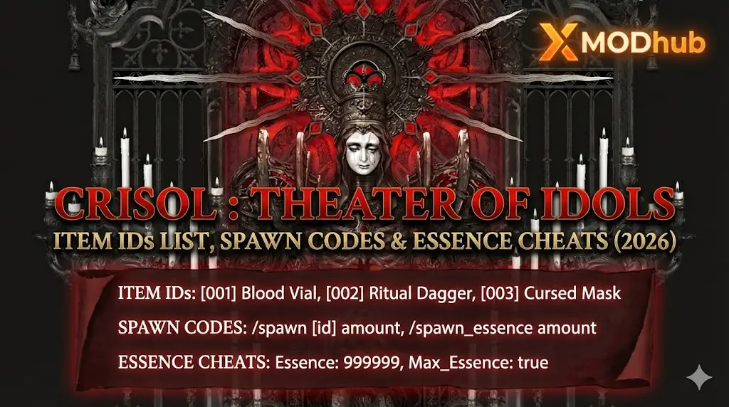 Crisol: Theater of Idols Item IDs List, Spawn Codes & Essence Cheats (2026)