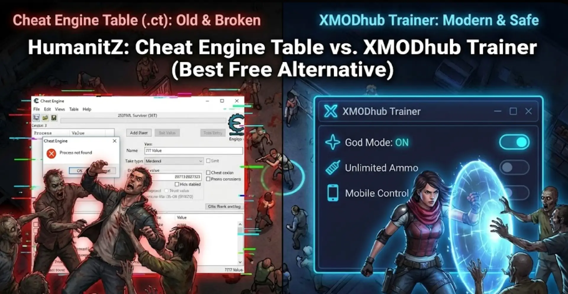 HumanitZ: Cheat Engine Table vs. XMODhub Trainer (Best Free Alternative)
