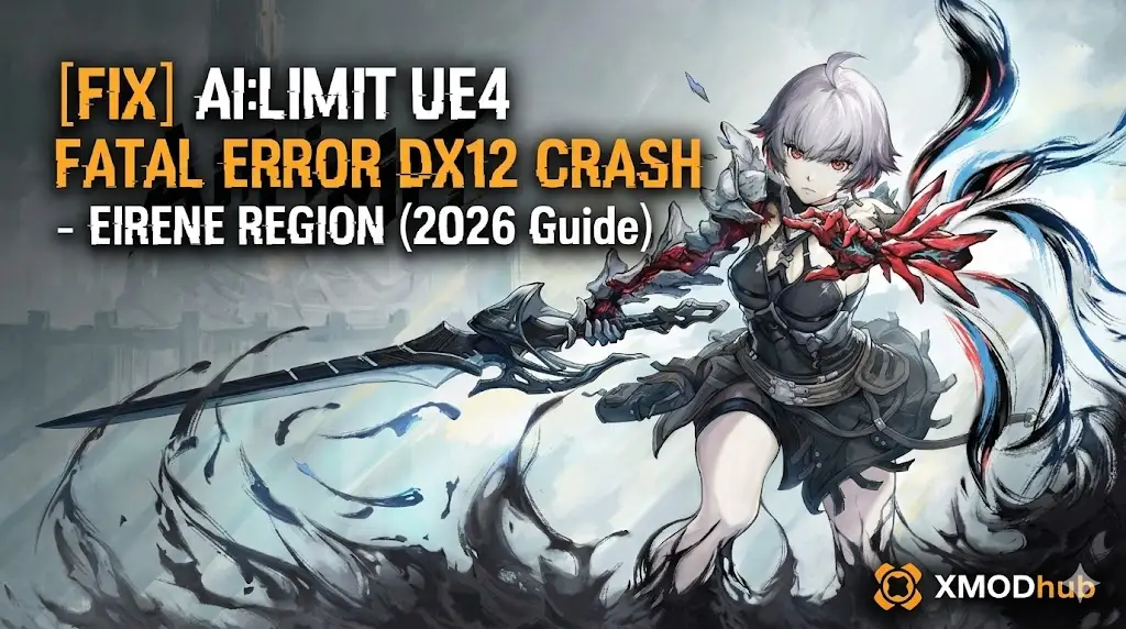 AI:LIMIT Eirene Region [FIX] guide header showing female character with mutated arm.
