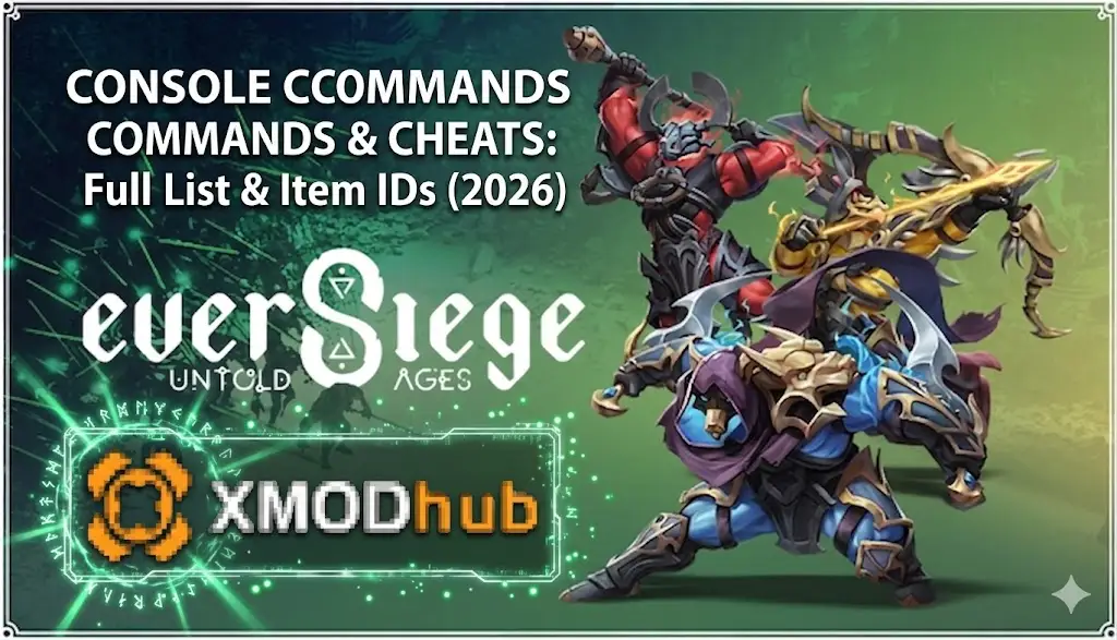 everSiege UNTOLD AGES game guide with three warriors and console cheats details.