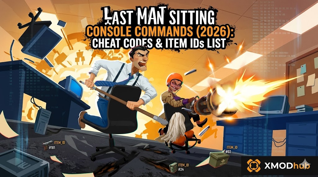 Иллюстрация к руководству по консольным командам, чит-кодам и ID предметов в Last Man Sitting.