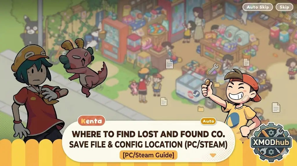 Lost and Found Co save file and config location guide cover with XMODhub logo