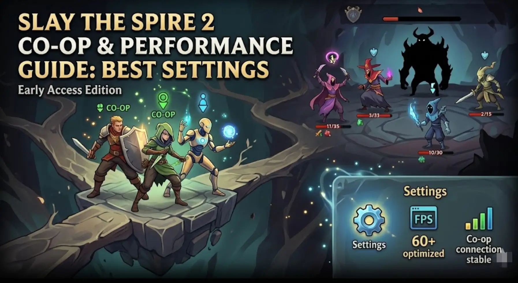 Slay the Spire 2 header: Co-op and performance guide best settings Early Access XMODhub.