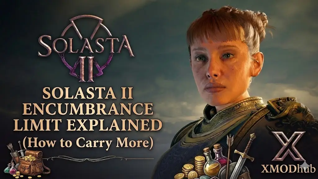 Руководство по лимиту веса в Solasta II (Как носить больше) с золотом, зельями, мечом и персонажем.