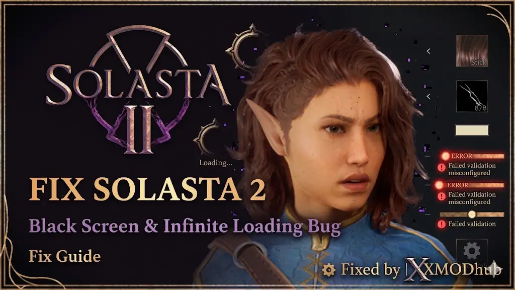 Обложка руководства по исправлению черного экрана и бесконечной загрузки в Solasta 2.