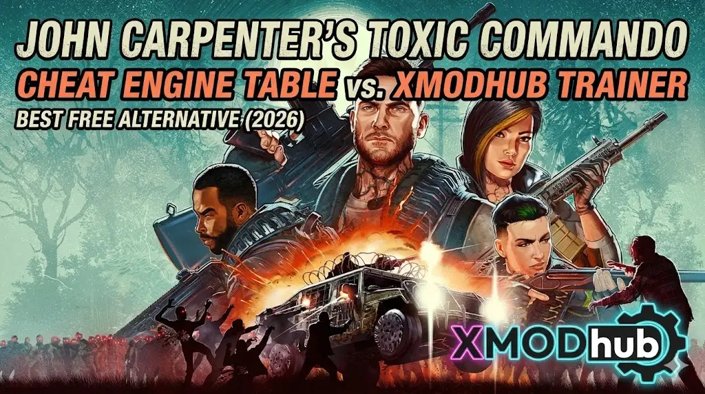 Toxic Commando cheat trainer comparison guide cover.