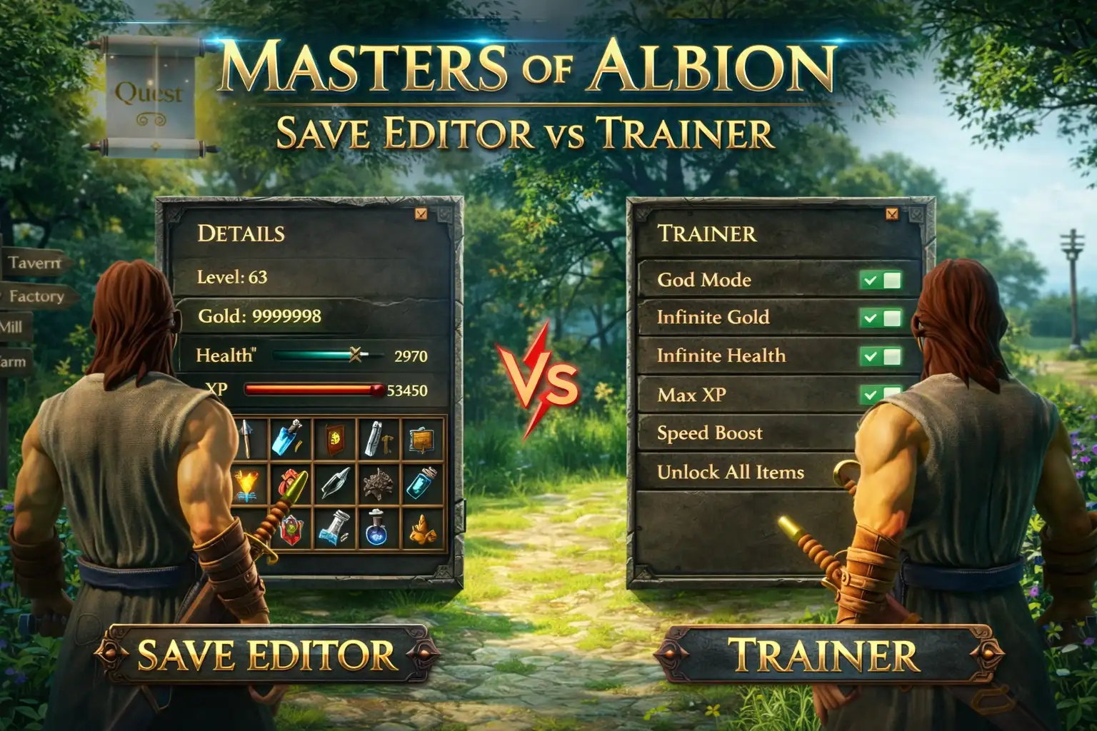 Masters of Albion Save Editor vs Trainer Guide