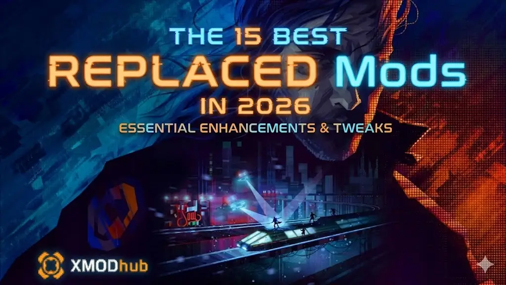 romotional image for "The 15 Best REPLACED Mods in 2026" by XMODhub.