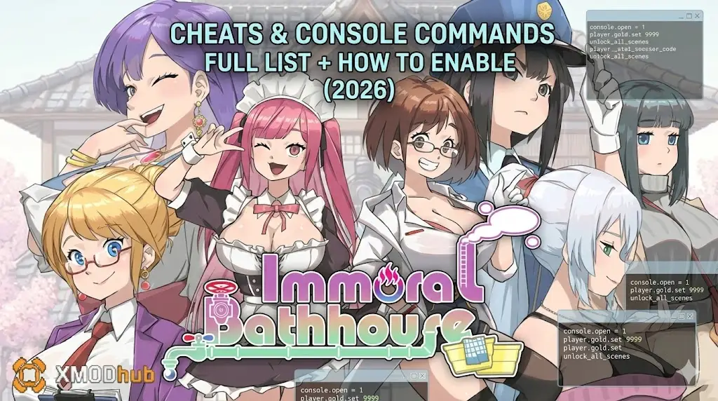 Immoral Bathhouse cheats and console commands guide 2026