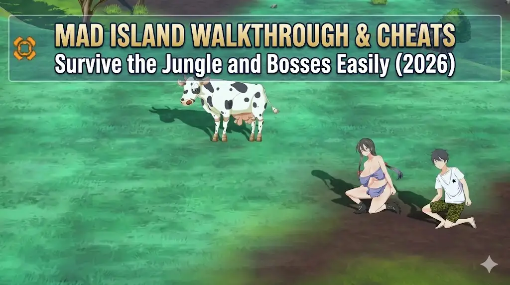 Mad Island walkthrough and cheats guide cover with XMODhub logo