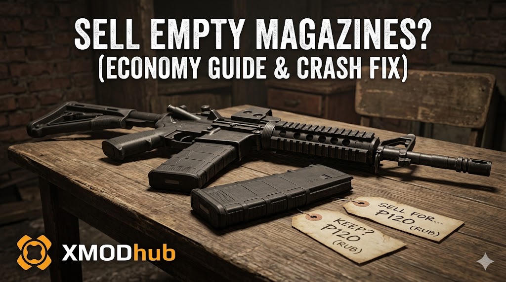 "First-person perspective image from the video game Road to Vostok, highlighting shelter customization features. A character holds an M4 rifle inside a rustic interior with a brick chimney and wooden table.