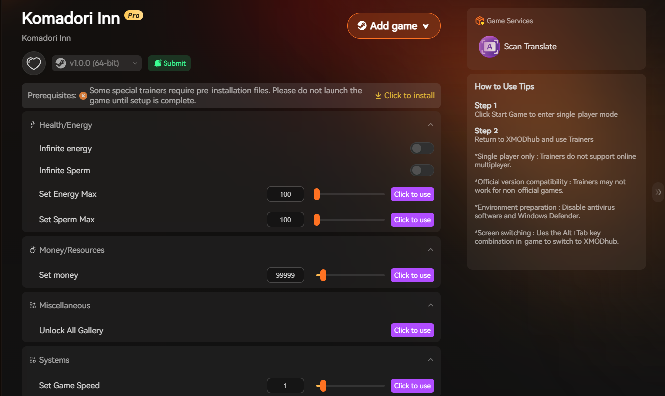 Моды для Komadori inn