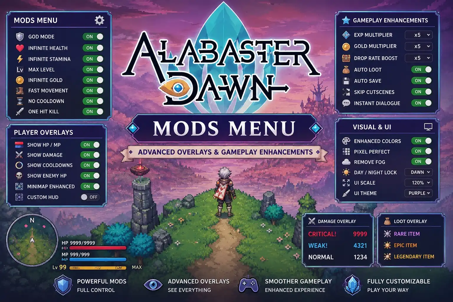 Alabaster Dawn Mods Menu: Advanced Overlays & Gameplay Enhancements