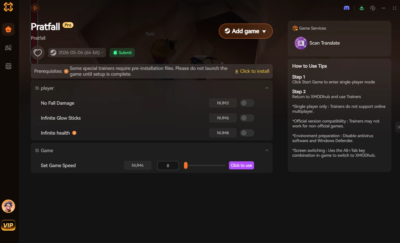 Choose XMODHUB for Pratfall