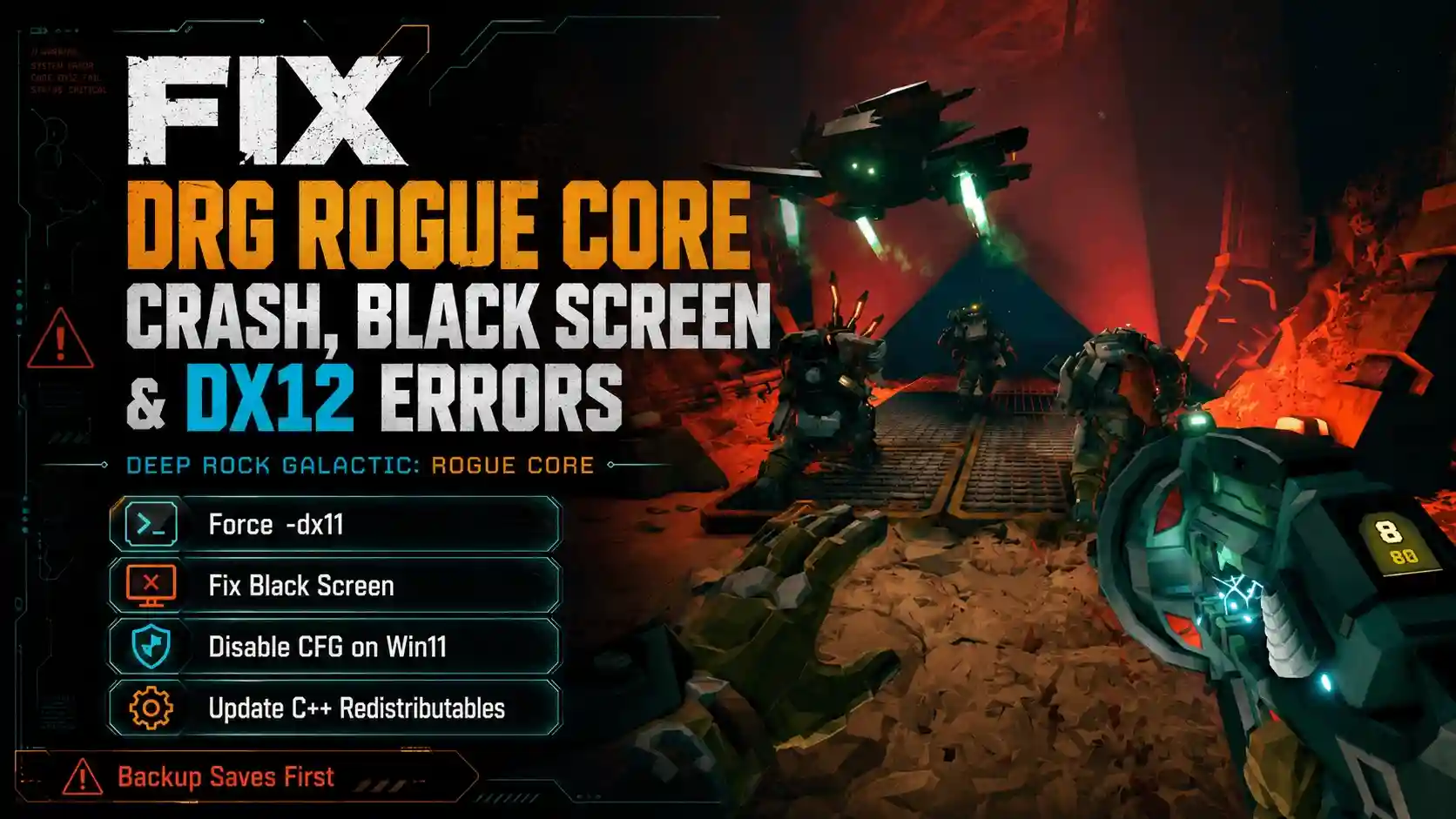 DRG Rogue Core: Cómo solucionar cuelgues, pantalla negra y errores de DX12