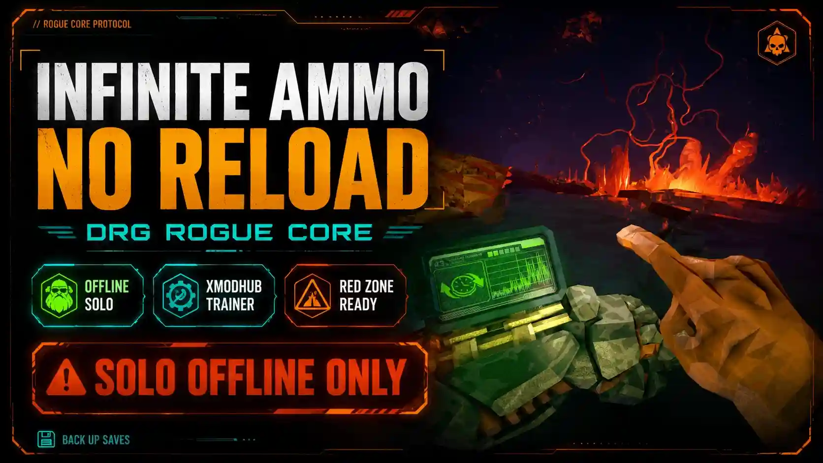 Working DRG Rogue Core infinite ammo and no reload hack