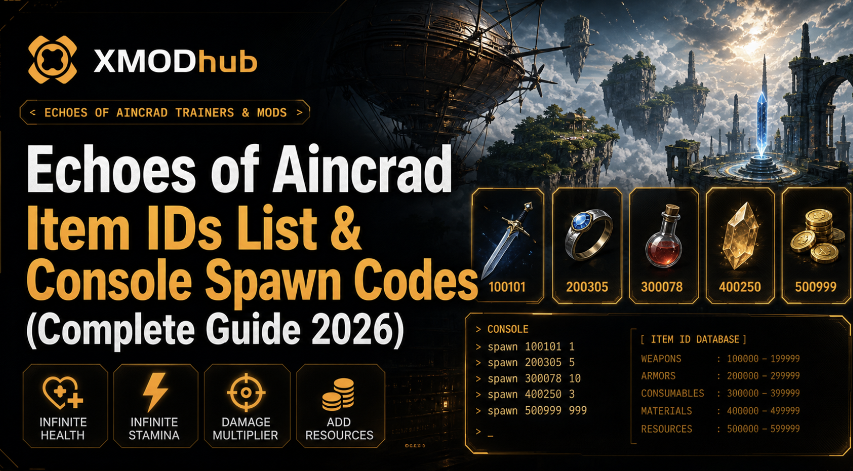 Echoes of Aincrad Item IDs List & Console Spawn Codes (Complete Guide 2026)