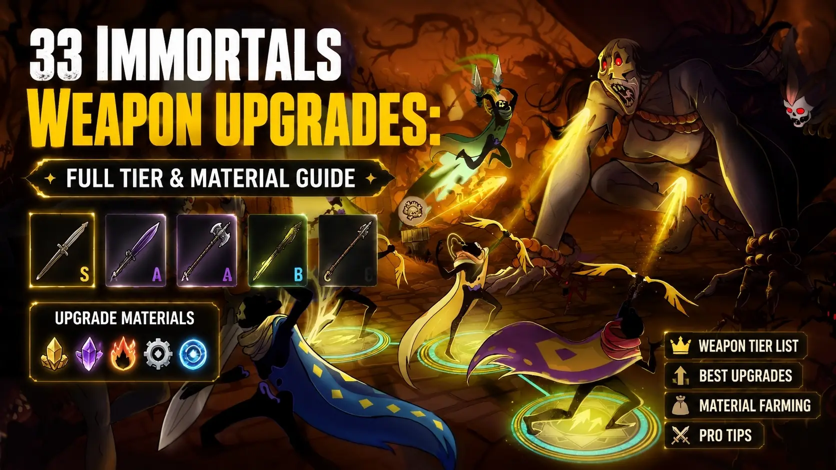 33 Immortals Weapon Upgrades: Full Tier & Material Guide