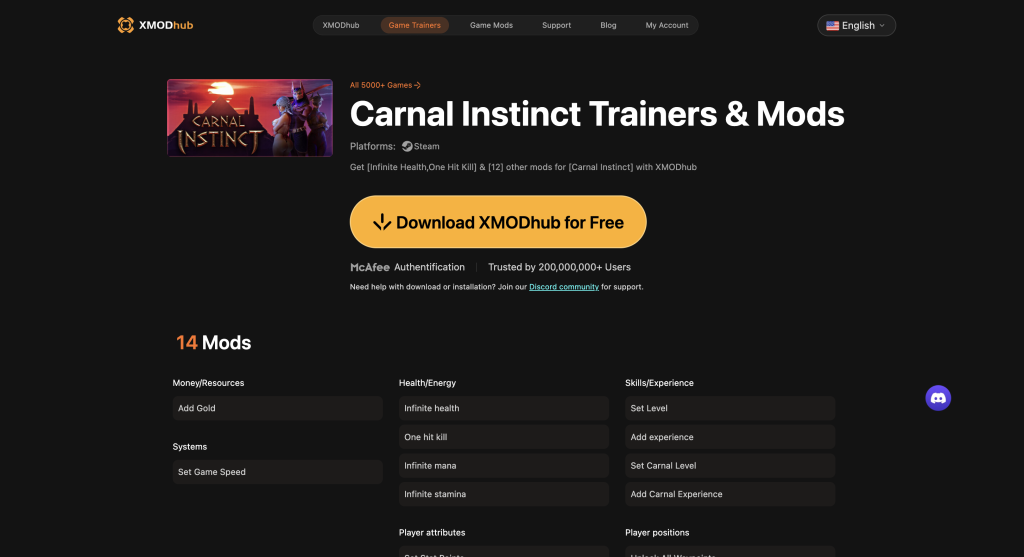 XMODhub guide banner: The Ultimate Carnal Instinct Cheat Engine Guide.
