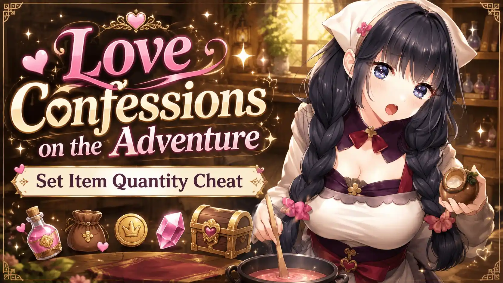 Чит на изменение количества предметов в Love Confessions on the Adventure