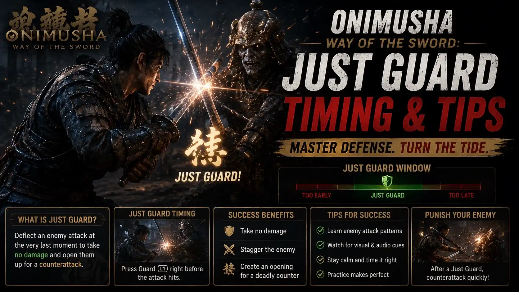 Onimusha Way of the Sword: Just Guard Timing & Tips