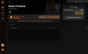 Shards Of Solitude game trainer development status screen