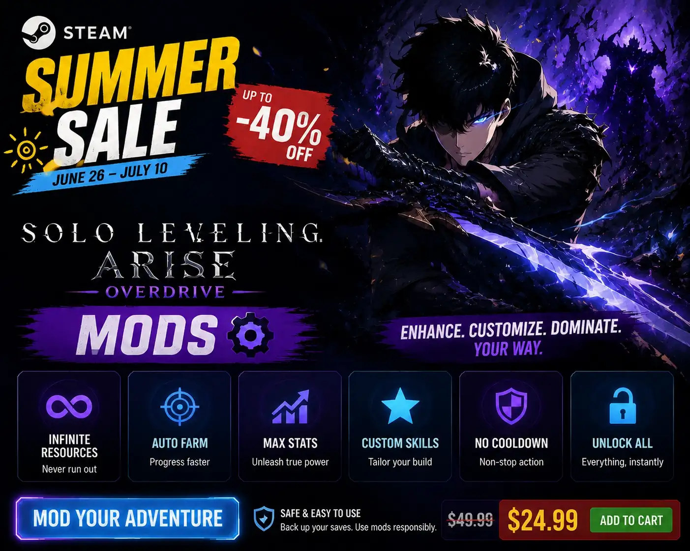 Steam Summer Sale – Solo Leveling: ARISE OVERDRIVE Mods