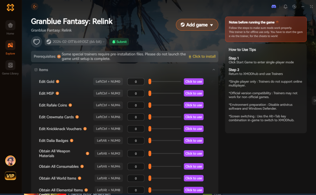 XMODhub: Granblue Fantasy: Relink Endless Ragnarok trainer and game mods.