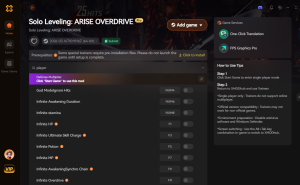 Экран опций трейнера для Solo Leveling: ARISE OVERDRIVE на ПК