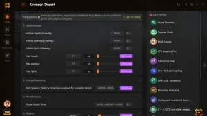 38 cheats for Crimson Desert,PC Game Modding tool