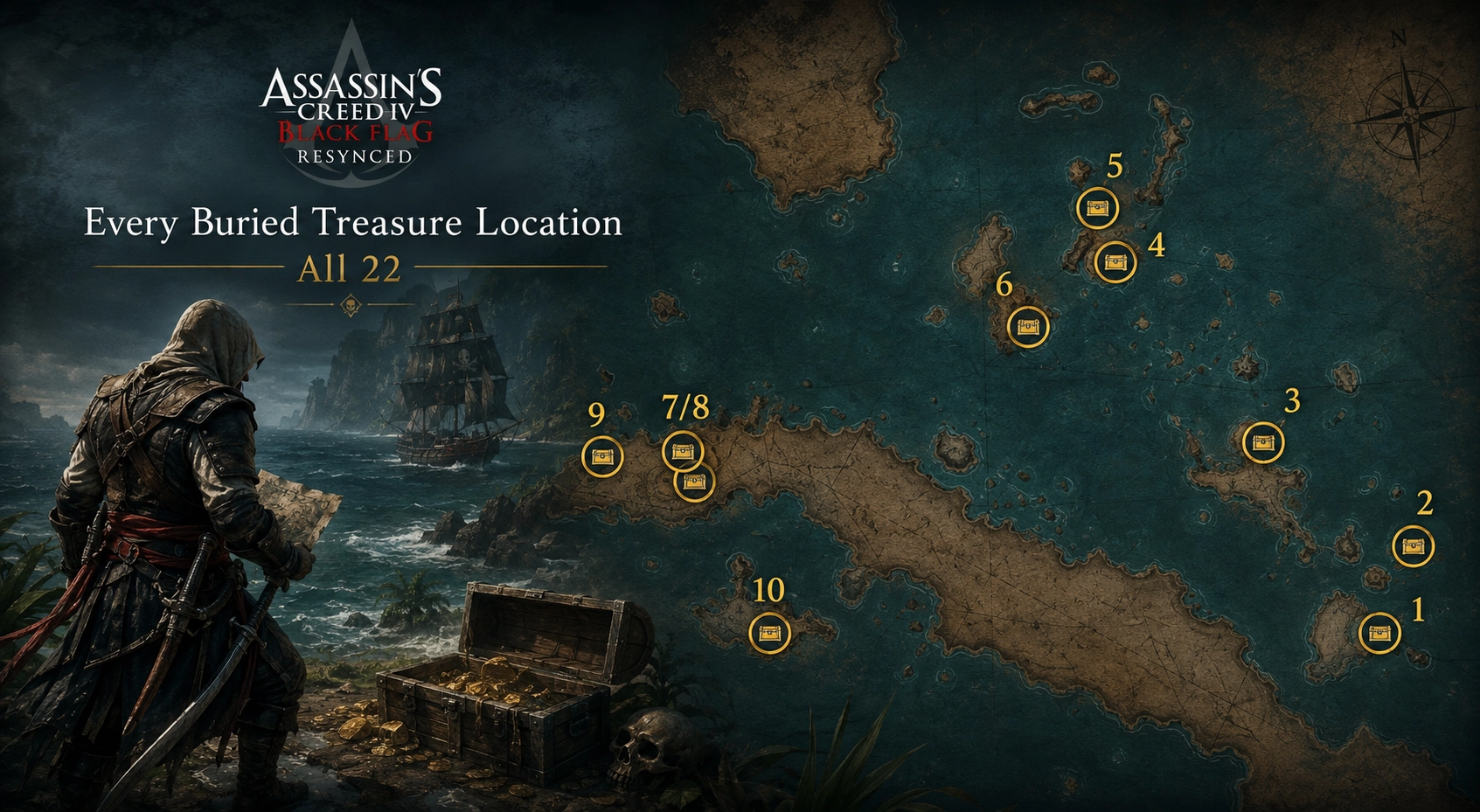 AC Black Flag Resynced Every Buried Treasure Location (All 22)