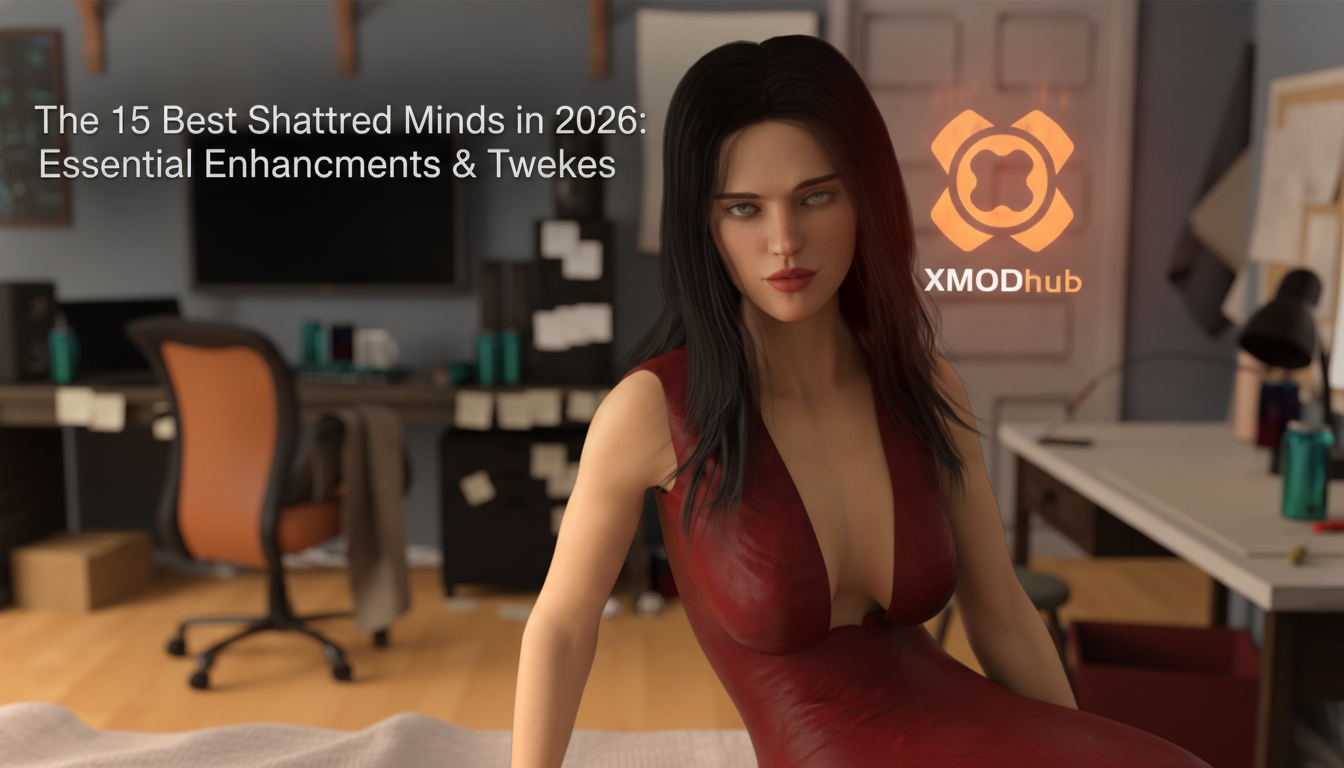 Shattered Minds mods guide thumbnail with XMODhub branding.