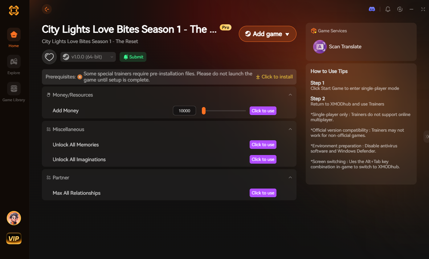 City Lights Love Bites Season 1 – The Reset Mod Menu