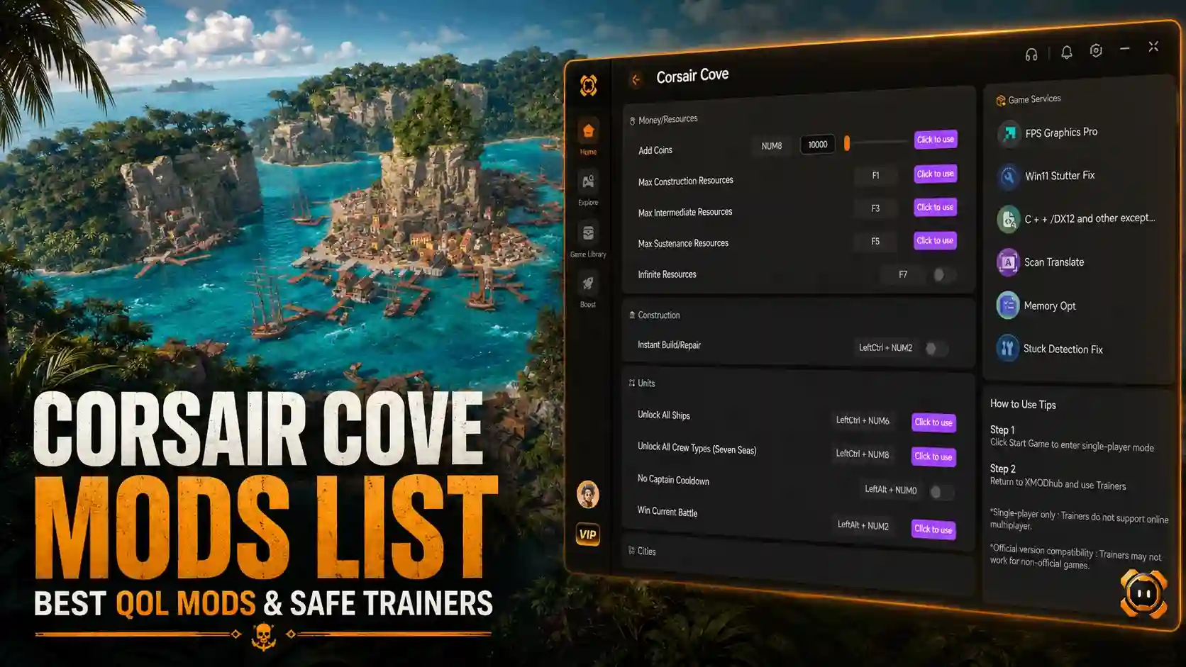 Corsair Cove Mods List: Best QoL Mods & Safe Trainers